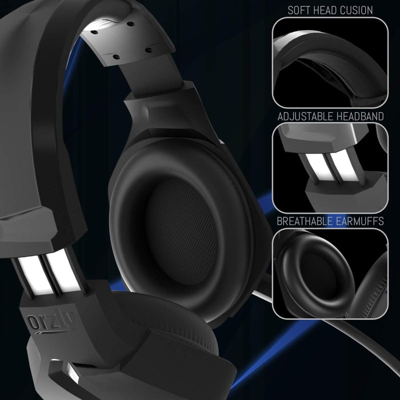 Orzly Gaming Headset for PC and Gaming Consoles PS5, PS4, Xbox Series X | S, Xbox ONE, Nintendo Switch & Google Stadia Stereo Sound with Noise Cancelling mic - Hornet RXH-20 Abyss Edition - Image 4